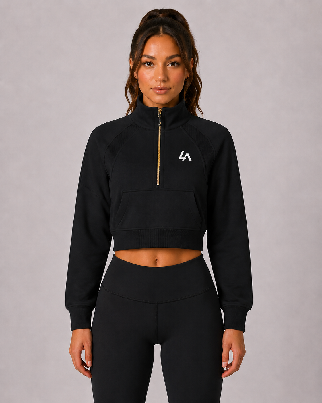 Cropped Half-Zip Sweatshirt