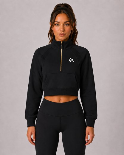 Cropped Half-Zip Sweatshirt